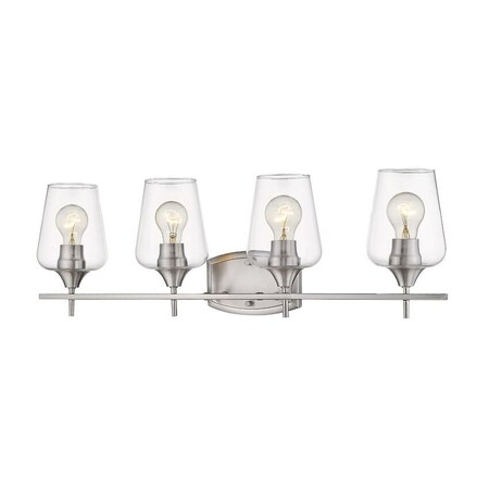 Z-Lite Joliet 4 Light Vanity, Brushed Nickel & Clear 473-4V-BN